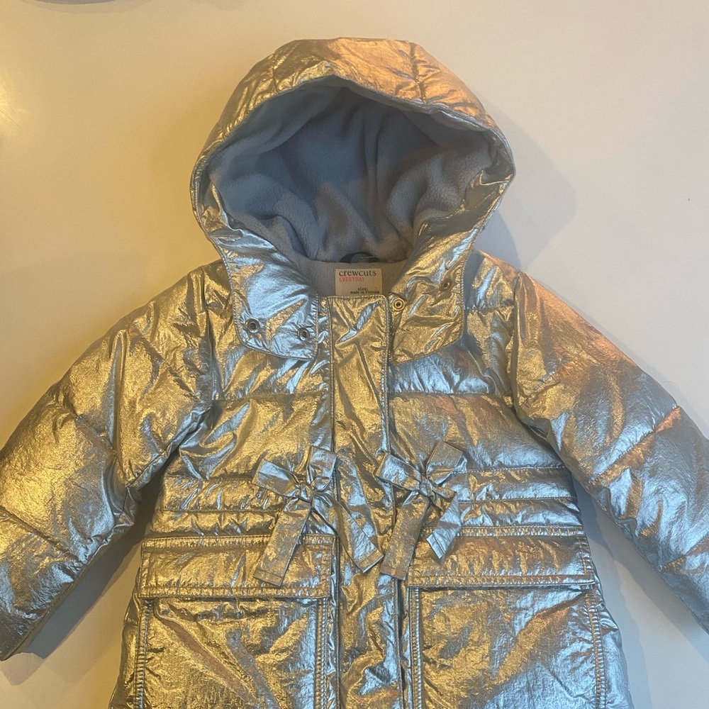 J Crew Girls Silver Puffer Jacket